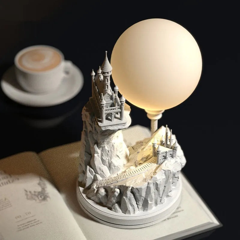 White composite gypsum table lamp with wire control switch for bedroom night light function