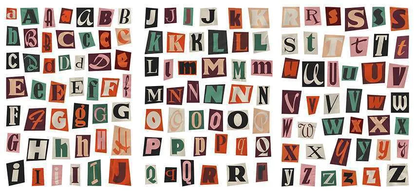 Set of printed English letter, number, and weekly word decoration stickers in assorted colours, laid out flat.