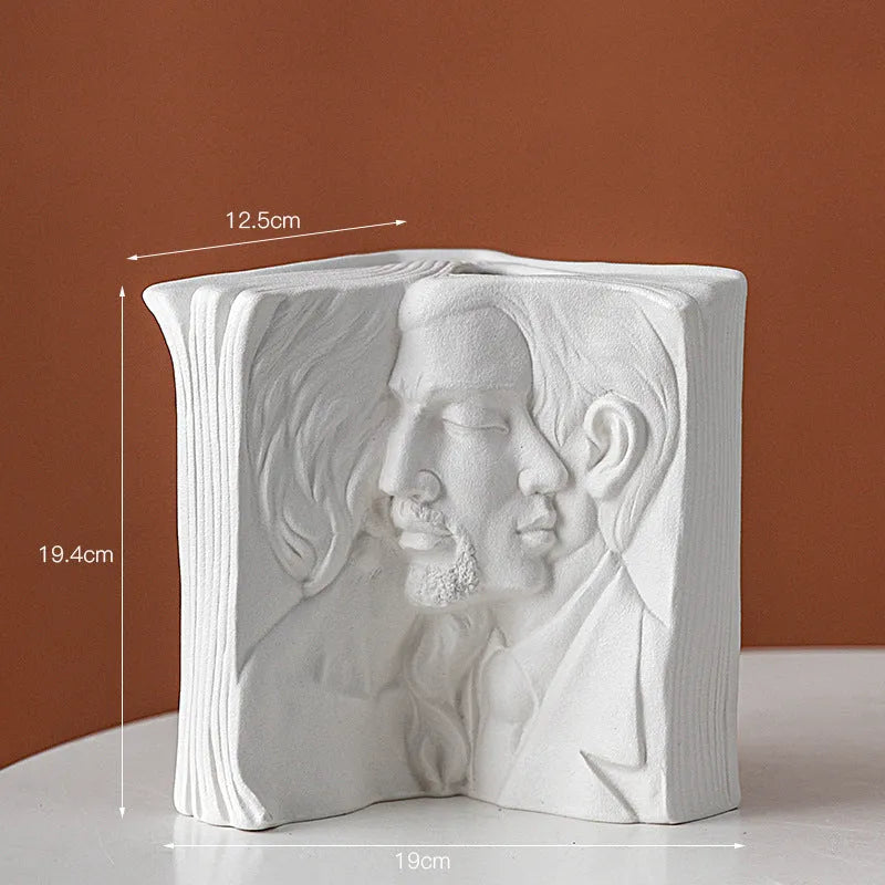 Ceramic book stand with glazed finish in decorative design for desktop storage