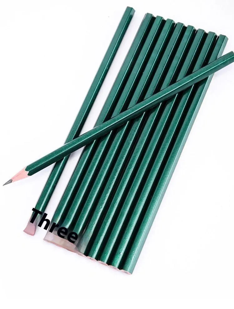 Green hexagonal wooden pencils in 2B and HB grades, 10-piece boxed set for drawing and writing