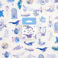 Box of 46 small colourful cartoon stickers for journal decoration and children's crafts.