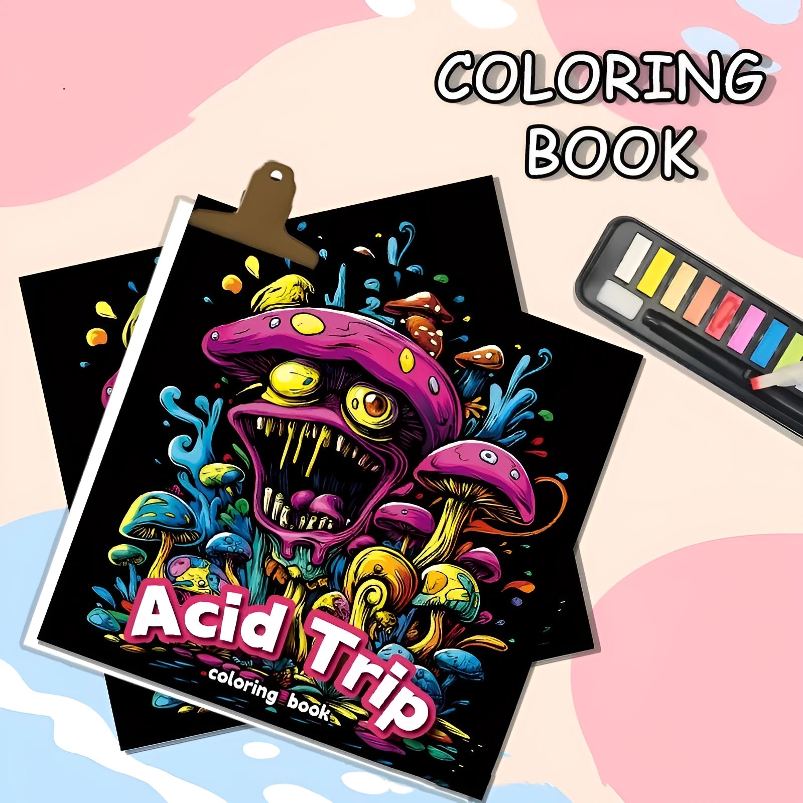 Acid tour colour creative painting book measuring 200mm in length with paper construction