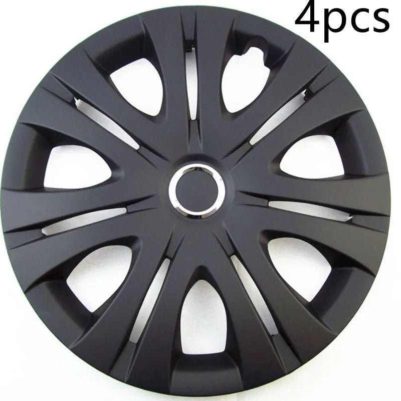 Universal ABS plastic wheel hub cover in monochrome electroplating finish shown from the front.