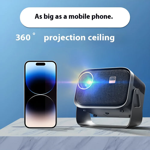 4K Android smart projector with portable design for home cinema and mobile phone screen mirroring