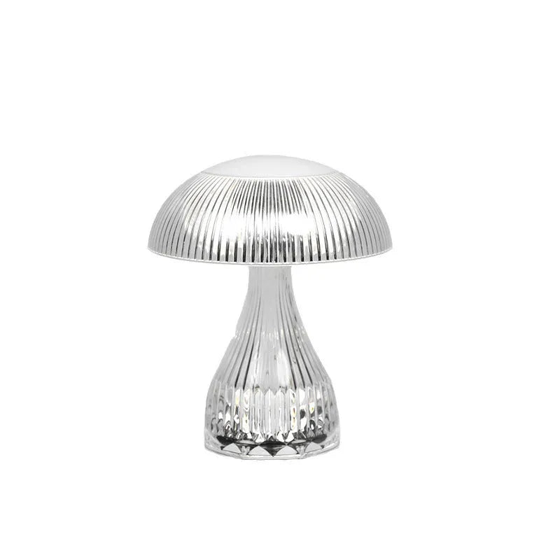 USB rechargeable hotel table lamp with three-colour changing LED light and acrylic body