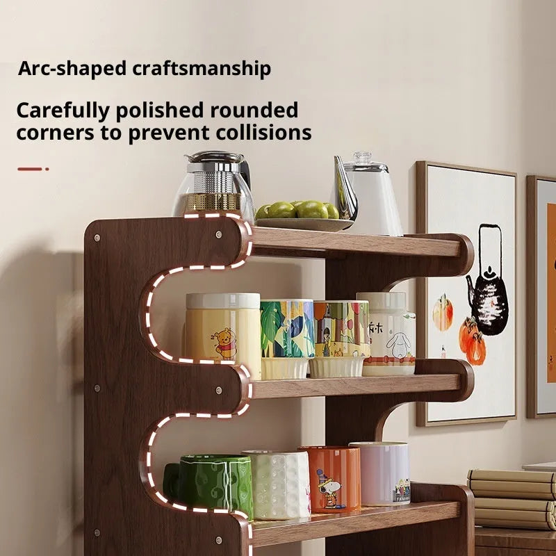 Multi-functional storage rack with 4 layers in bamboo density board, 46 style, modern simplicity desktop organiser