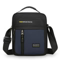 Men's casual nylon crossbody messenger bag shown in available colours: green, grey, black, and blue.