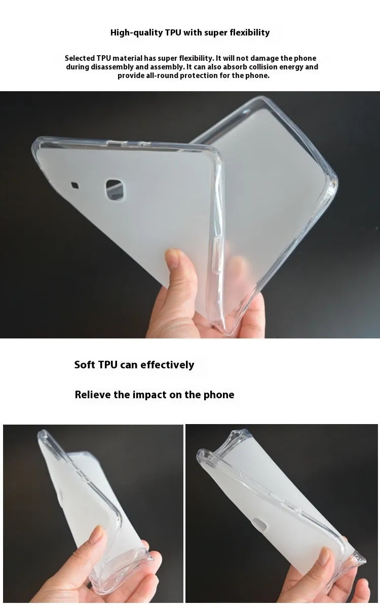 Clear silicone protective case for 9.7 inch iPad tablet showing transparent design