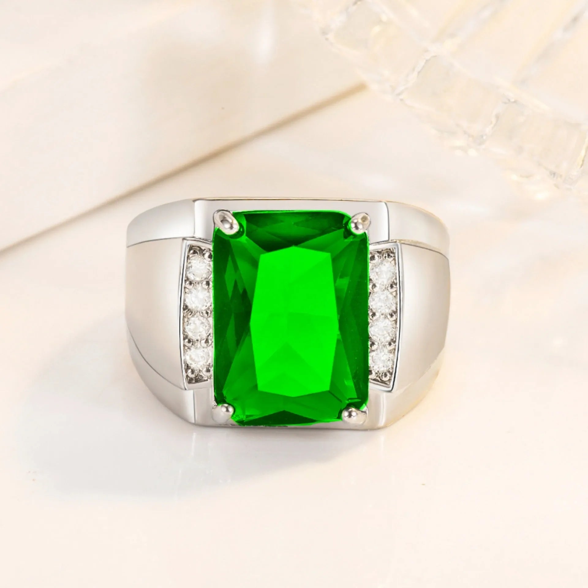 Open geometric adjustable copper ring set with coloured diamond rhinestones.