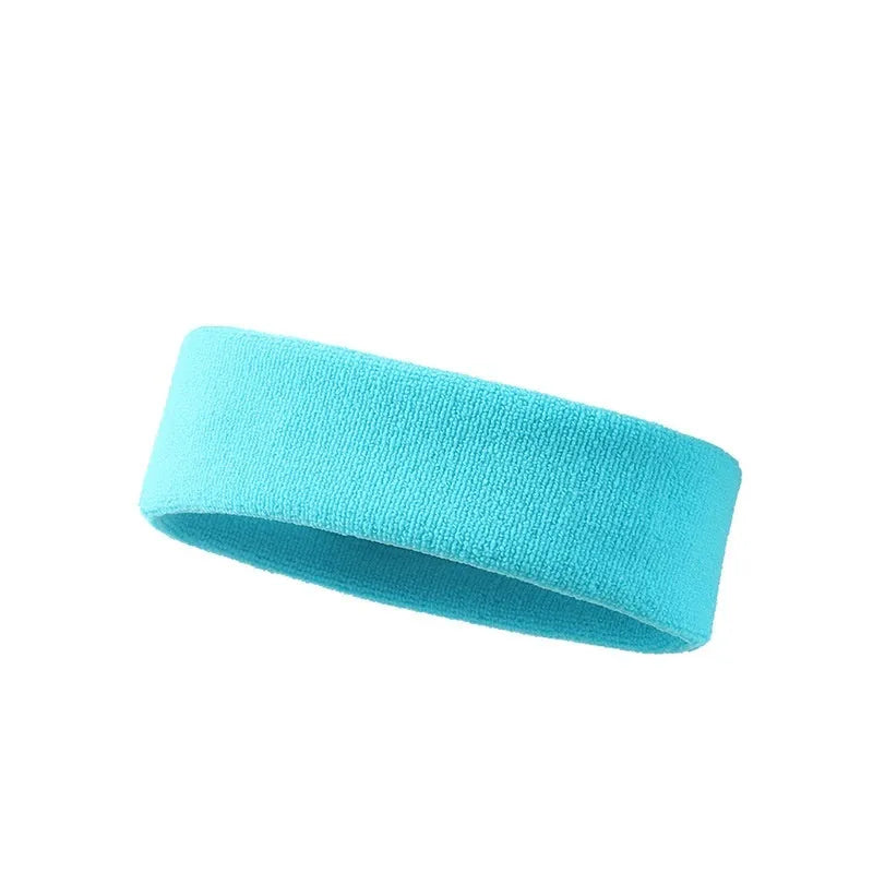 Solid colour elastic sports anti-sweat headband made from polyester spandex.