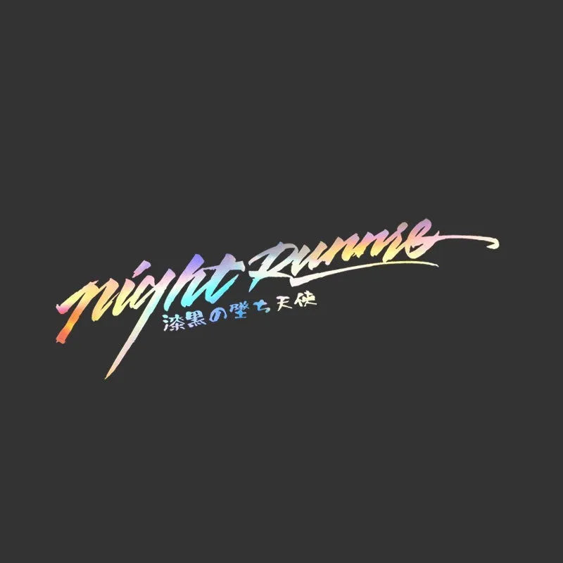 Nightwalker reflective car decal sticker for vehicle rear windshield in black, colourful, or pink.