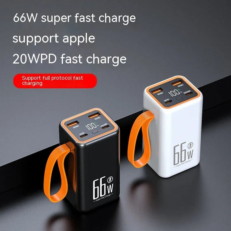 Black or white PD66W fast charge 20000 mAh portable power bank with creative design
