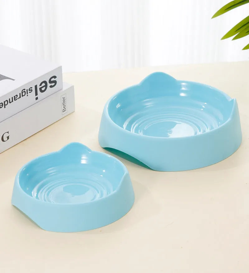 Blue ceramic dog slow feeder bowl with maze pattern for large breed dogs