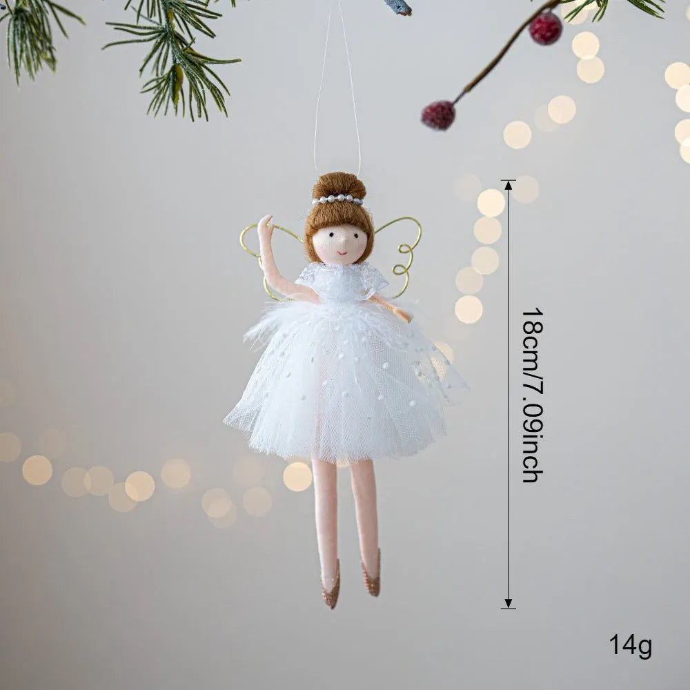 Pink and white ballet girl plush angel doll pendant with modern simplicity cloth construction