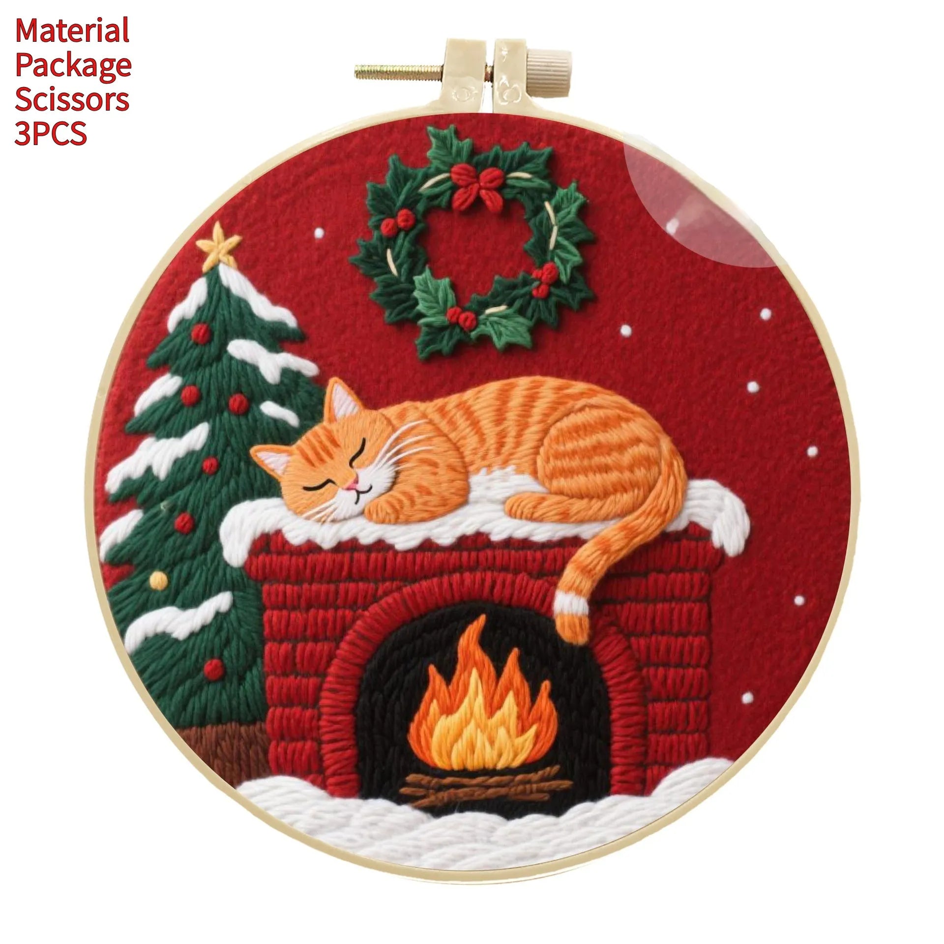Autumn fruit pattern embroidery kit with cotton linen fabric and imitation bamboo hoop.