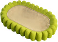 Green oval sisal cat scratcher bed measuring 650mm with scratching surface and lounging area