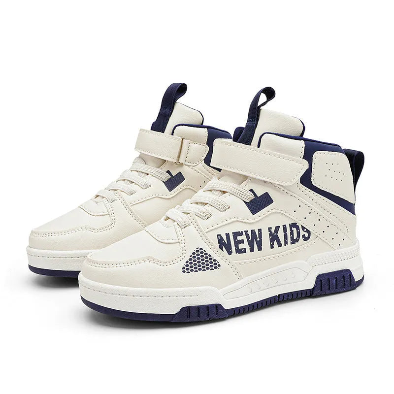 Children's outdoor sneakers with buckle fastening in beige green, blue, white powder, or white and purple colours