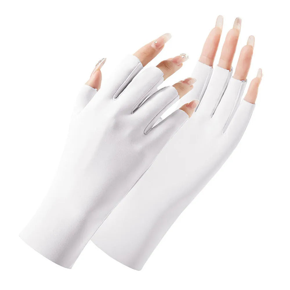 Ice silk sunscreen gloves for women with UPF50+ protection in various colours