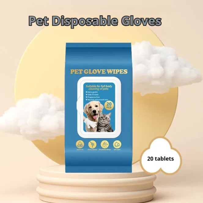Pack of disposable plastic pet gloves for bathing and cleaning cats and dogs