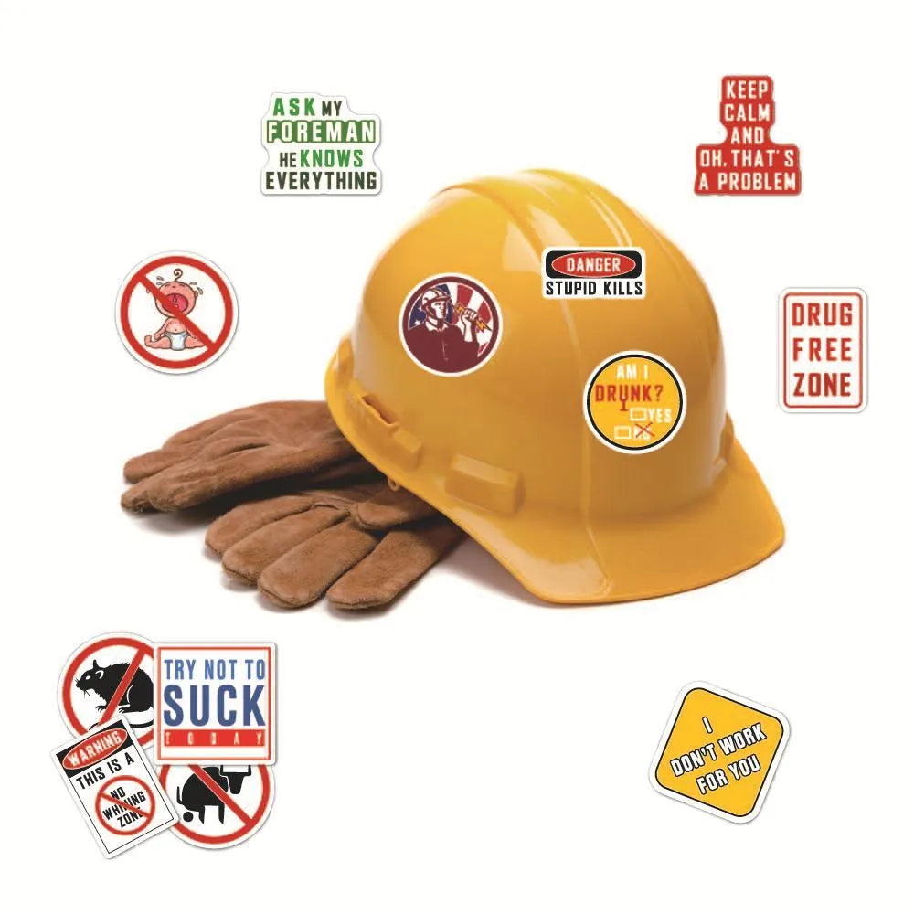 Waterproof warning stickers pack for helmets and outdoor equipment
