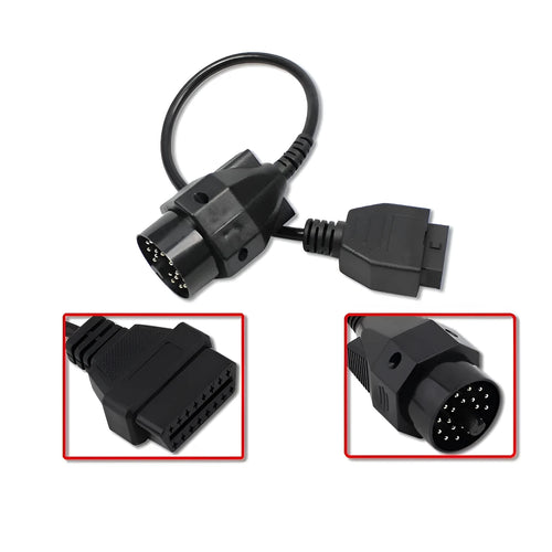 BMW OBD2 diagnostic cable adapter showing 20-pin and 16-pin connectors