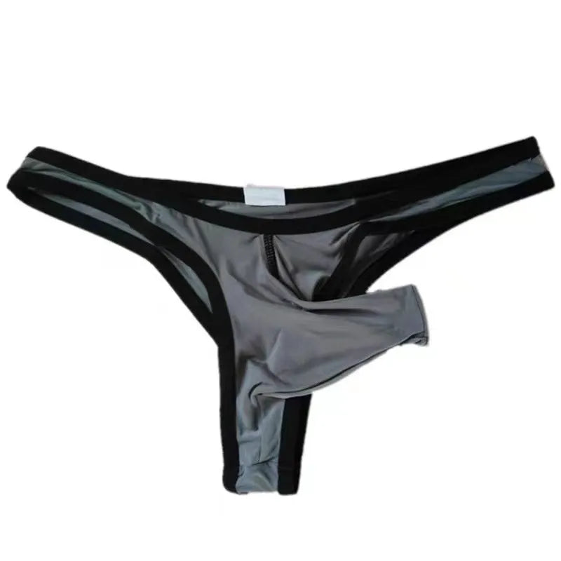 Men's Ice Silk nylon briefs underwear shown in multiple colours including Army Green, Black, and Sky Blue.