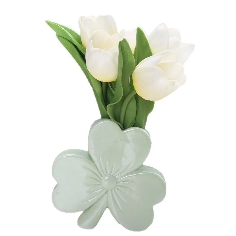 European-style ceramic vase in white porcelain available in pink, red, light green, and white colours