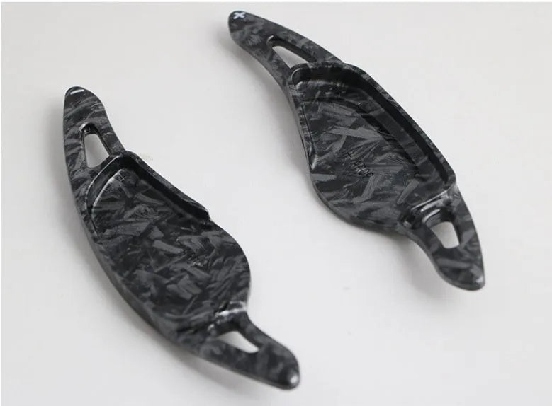 Carbon fibre pattern steering wheel paddle shifter replacement in black finish