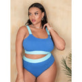 Polyester women's high waist bikini set with split sides in picture colour