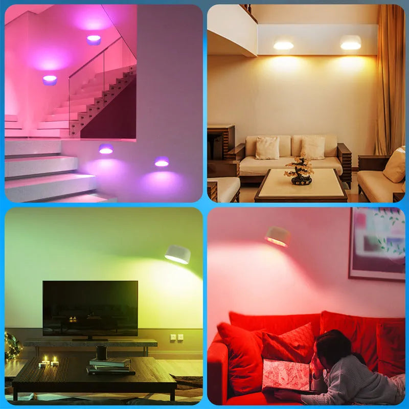 Oval-shaped remote control magnetic wall lamp in white or black with touch surface