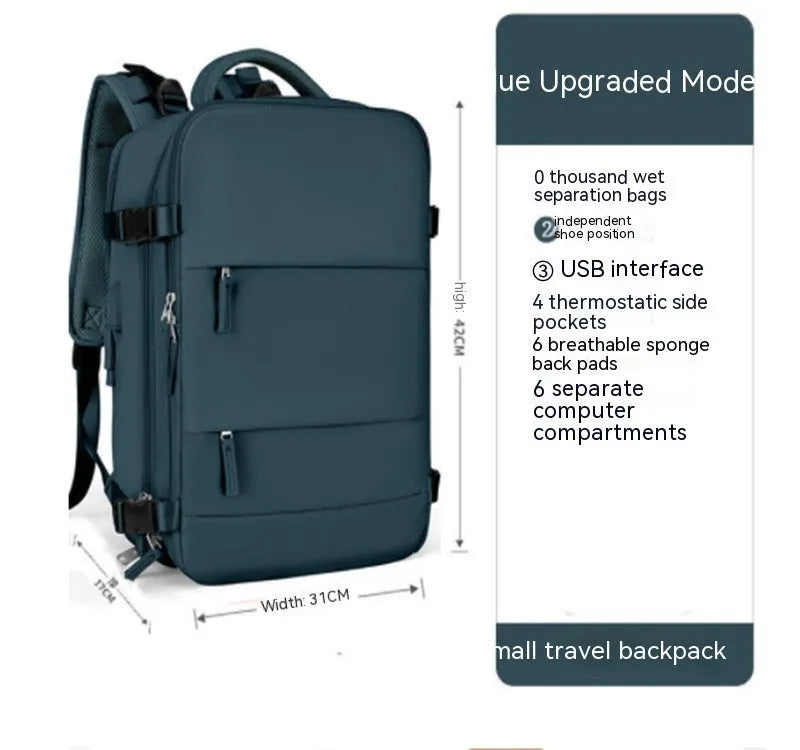 Waterproof nylon mummy backpack in multiple colour options showing large capacity travel bag