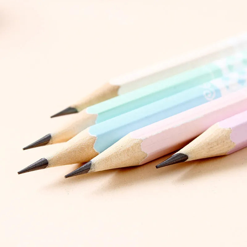 Pack of 50 hexagonal basswood pencils with HB graphite leads for drafting and writing.