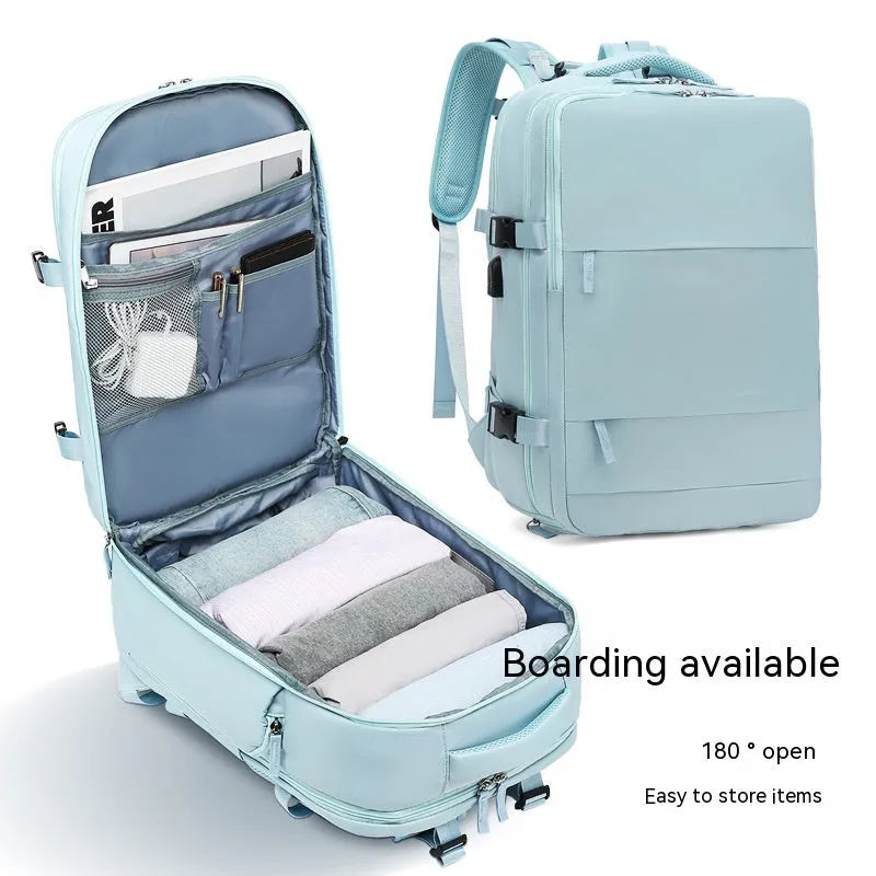 Waterproof nylon mummy backpack in multiple colour options showing large capacity travel bag
